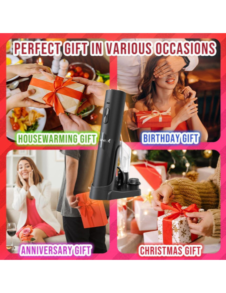 Abridor de Vino Eléctrico GenieX 6-en-1 con Base de Carga