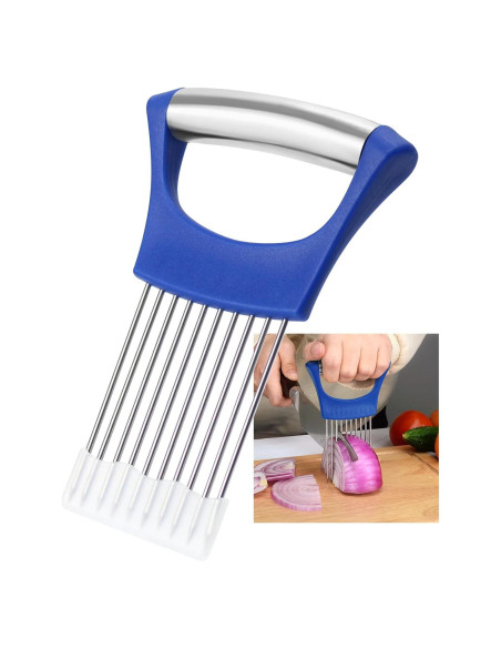 Soporte de Cebolla Acero Inoxidable QPEY Azul Cortador