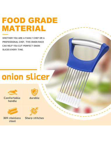 Soporte de Cebolla Acero Inoxidable QPEY Azul Cortador