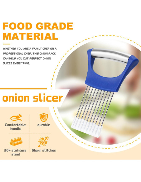 Soporte de Cebolla Acero Inoxidable QPEY Azul Cortador