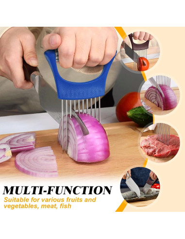 Soporte de Cebolla Acero Inoxidable QPEY Azul Cortador