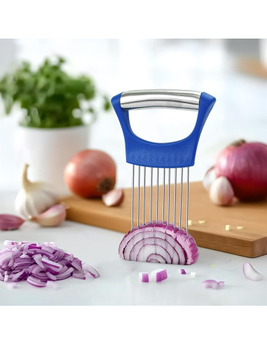 Soporte de Cebolla Acero Inoxidable QPEY Azul Cortador