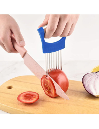 Soporte de Cebolla Acero Inoxidable QPEY Azul Cortador