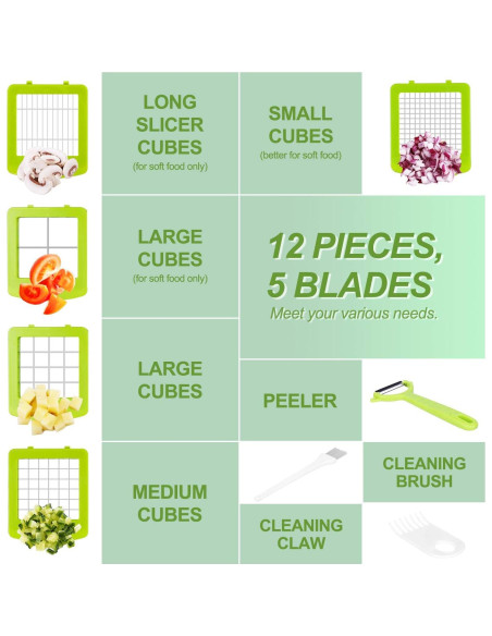 Cortador de Alimentos Sedhoom Direct 12 en 1 Verde Claro