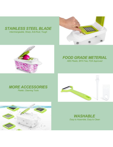 Cortador de Alimentos Sedhoom Direct 12 en 1 Verde Claro