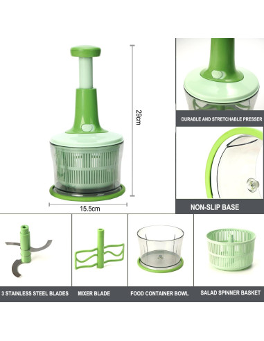 Procesador de Alimentos Manual GProME 1.2L - Picador y Mezclador