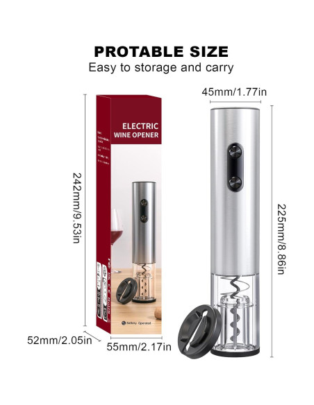 Abrebotellas Eléctrico COKUNST de Vino Acero Inoxidable