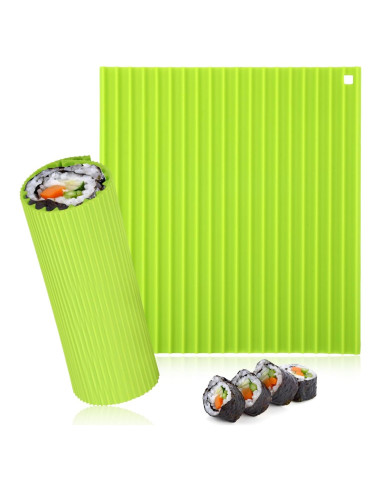 Estera de Sushi de Silicona BOXOB 22x20cm Verde Reutilizable