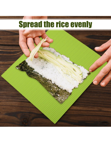 Estera de Sushi de Silicona BOXOB 22x20cm Verde Reutilizable