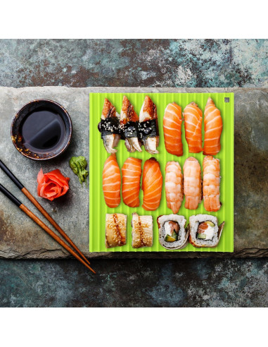 Estera de Sushi de Silicona BOXOB 22x20cm Verde Reutilizable