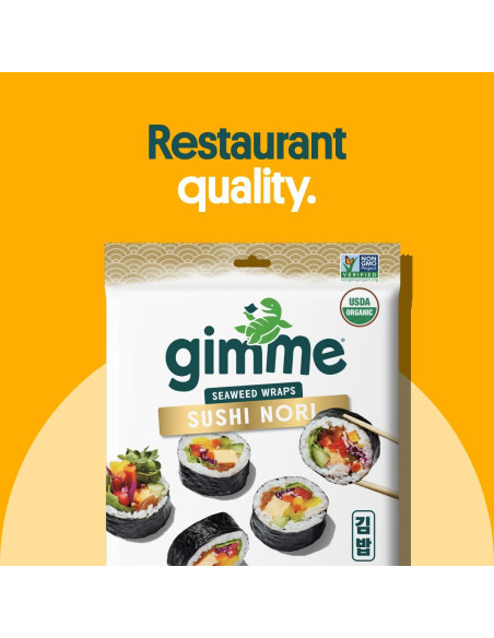 Gimme Algas Sushi Nori Orgánico 50 Hojas Premium Sin Gluten