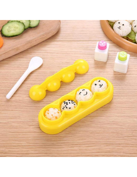 Molde para Bolas de Arroz 4 Pcs Halloluck DIY Amarillo