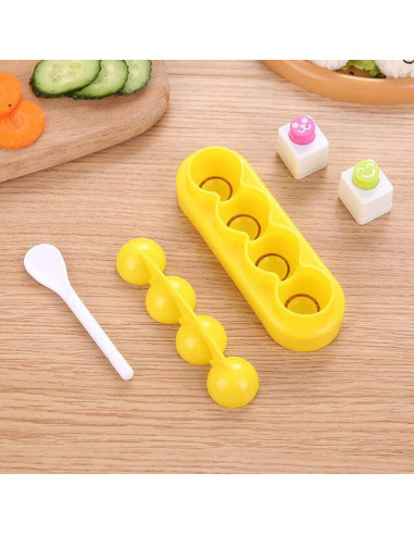 Molde para Bolas de Arroz 4 Pcs Halloluck DIY Amarillo