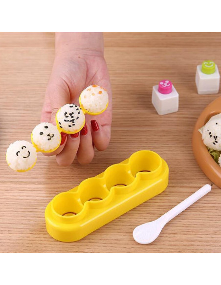 Molde para Bolas de Arroz 4 Pcs Halloluck DIY Amarillo