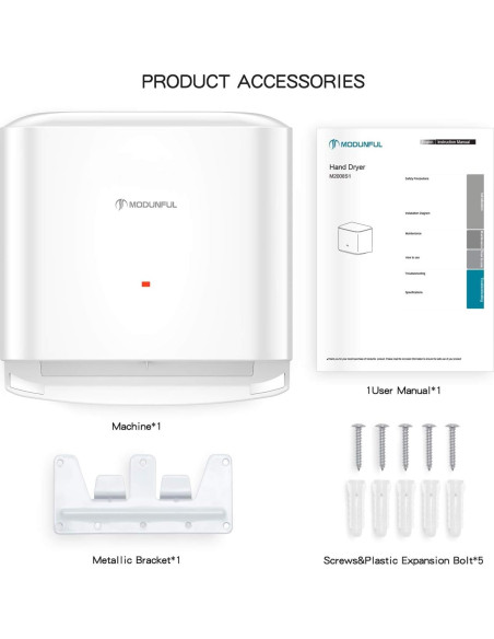Secador de Manos Automático Modunful M-2008S1-W 1200W