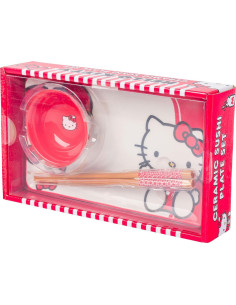 Juego de Sushi Cerámica Hello Kitty 3 Piezas Rojo Blanco 2