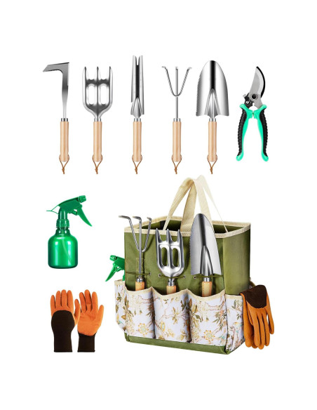 Juego de Herramientas de Jardinería A-Digital 9 Piezas Verde