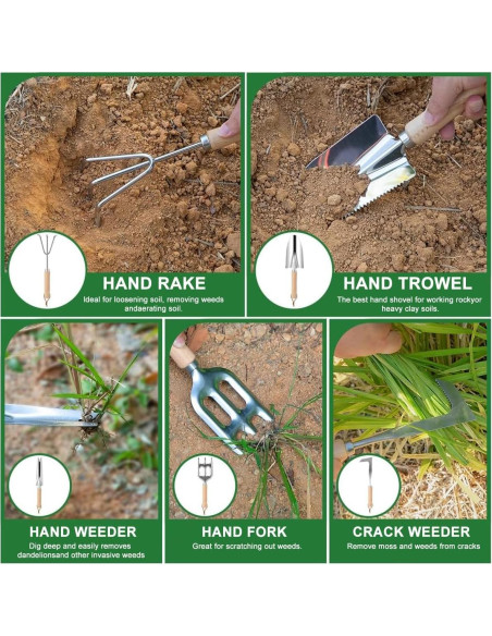 Juego de Herramientas de Jardinería A-Digital 9 Piezas Verde