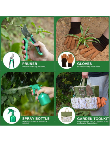 Juego de Herramientas de Jardinería A-Digital 9 Piezas Verde