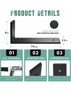 Soportes de Encimera WINKER 14" Negro 2 Pack Pesado 2