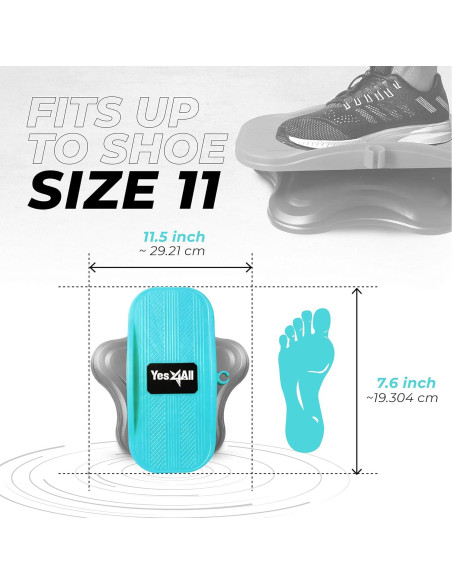 Yes4All Tabla de Giros Abdominales 38 cm Gris Turquesa