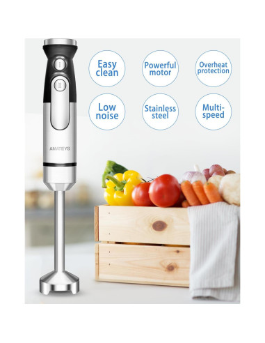Batidora de Mano Amateys 700W Acero Inoxidable 2 Modos
