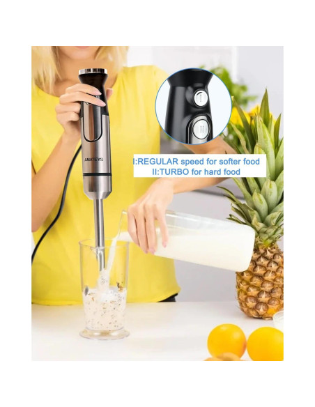 Batidora de Mano Amateys 700W Acero Inoxidable 2 Modos