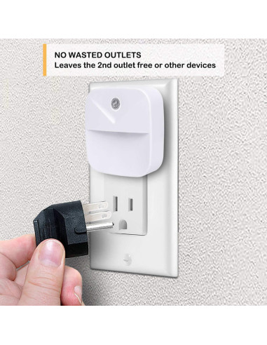 Luz Nocturna LED Uigos, Sensor Crepúsculo, Paquete de 6