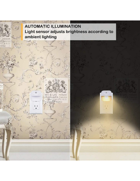 Luz Nocturna LED Uigos, Sensor Crepúsculo, Paquete de 6