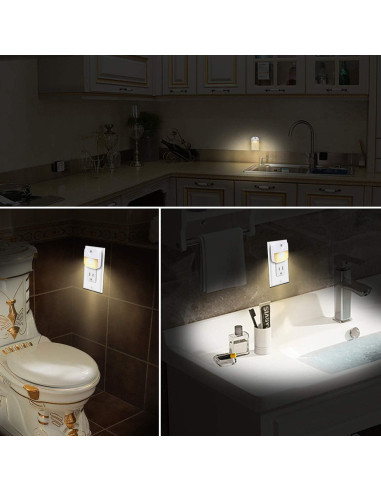 Luz Nocturna LED Uigos, Sensor Crepúsculo, Paquete de 6