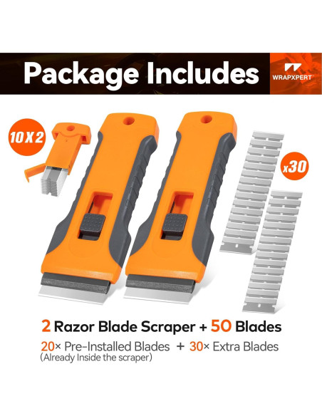 Raspador de Cuchilla WrapXpert 2 Paquete con 30 Cuchillas