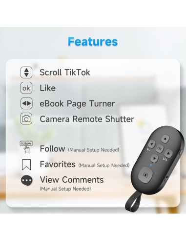 Control Remoto Bluetooth SEANCHEER R1 para TikTok y eBooks