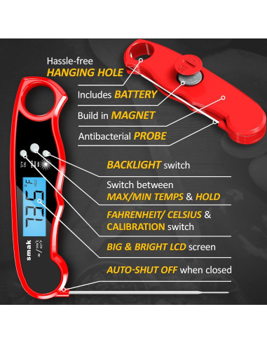 Termómetro Digital Instantáneo Smak DT-68 para Carne 15,6 cm