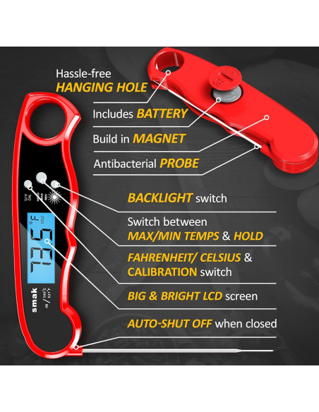 Termómetro Digital Instantáneo Smak DT-68 para Carne 15,6 cm
