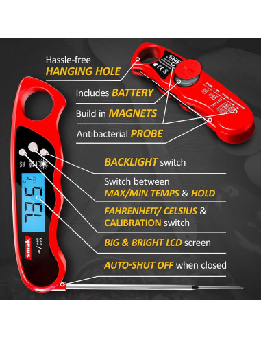 Termómetro Digital para Carne Smak DT-79 Resistente al Agua