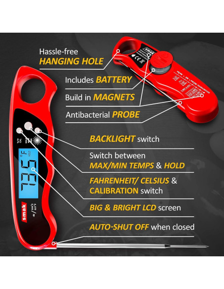 Termómetro Digital para Carne Smak DT-79 Resistente al Agua