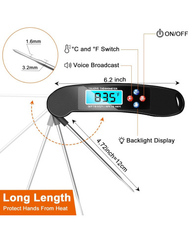 Termómetro Digital Hablante Awaiymi para Ciegos IPX6