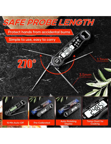 Termómetro Digital de Cocina Kejector FNT001 Sonda Plegable