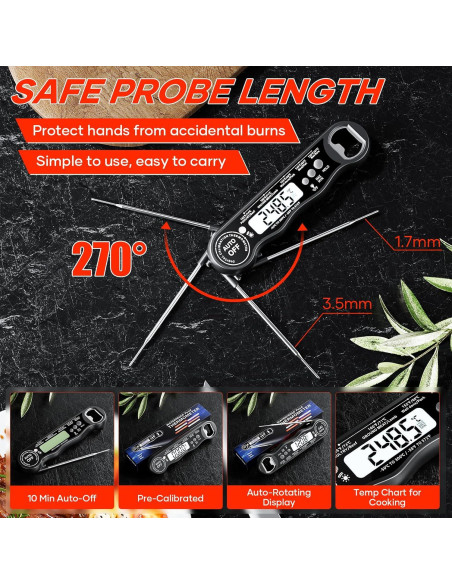 Termómetro Digital de Cocina Kejector FNT001 Sonda Plegable