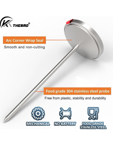 Paquete de 2 Termómetros de Cocina KT THERMO 6,35 cm Inoxidable
