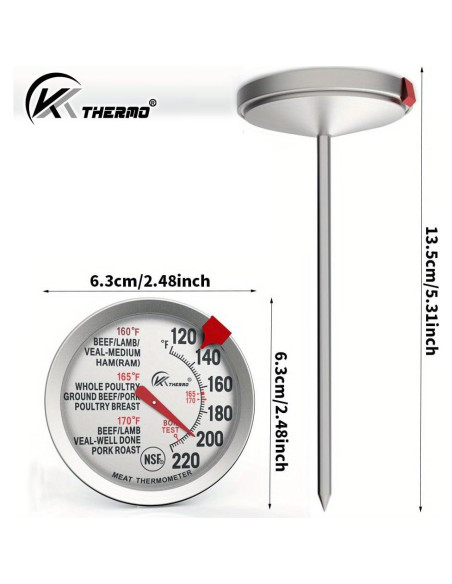 Paquete de 2 Termómetros de Cocina KT THERMO 6,35 cm Inoxidable
