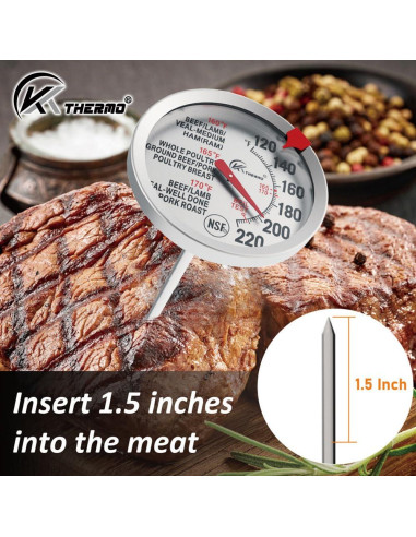 Paquete de 2 Termómetros de Cocina KT THERMO 6,35 cm Inoxidable