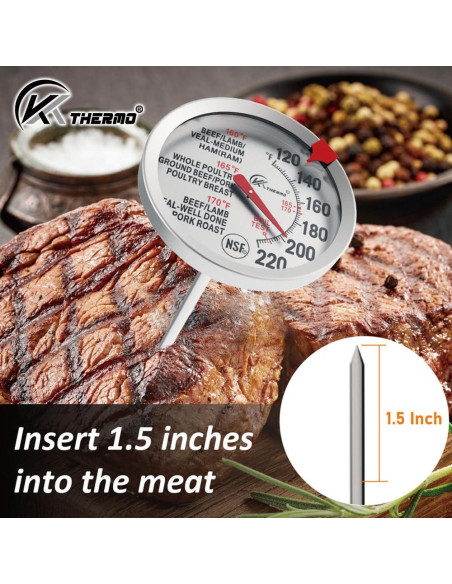 Paquete de 2 Termómetros de Cocina KT THERMO 6,35 cm Inoxidable