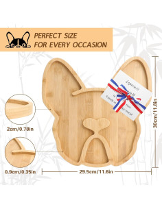Tabla de Queso A AIFAMY Bulldog Francés 30,48 cm Bambú 2