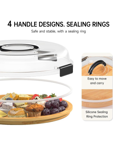 Tabla de Charcutería Redonda Renmxj con Tapa Transparente