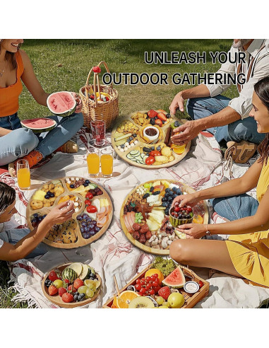 Tabla de Charcutería Redonda Renmxj con Tapa Transparente