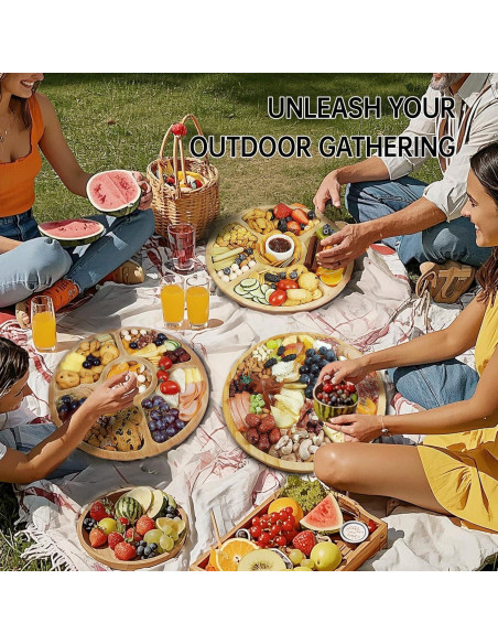 Tabla de Charcutería Redonda Renmxj con Tapa Transparente