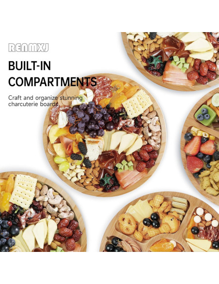 Tabla de Charcutería Redonda Renmxj con Tapa Transparente