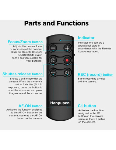 Control Remoto Inalámbrico Hanpusen RMT-P1BT para Cámara Sony