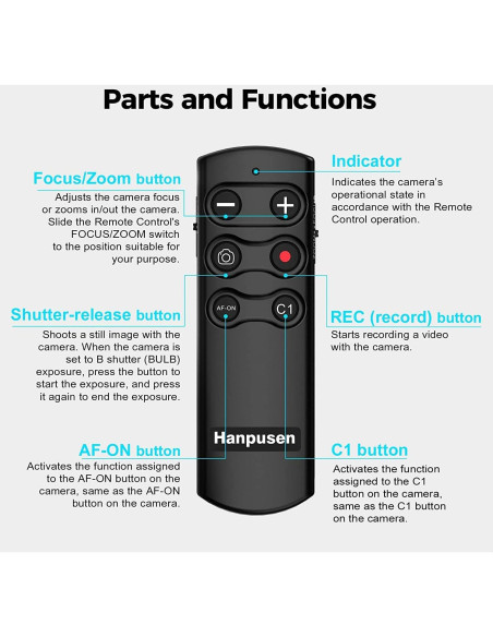 Control Remoto Inalámbrico Hanpusen RMT-P1BT para Cámara Sony